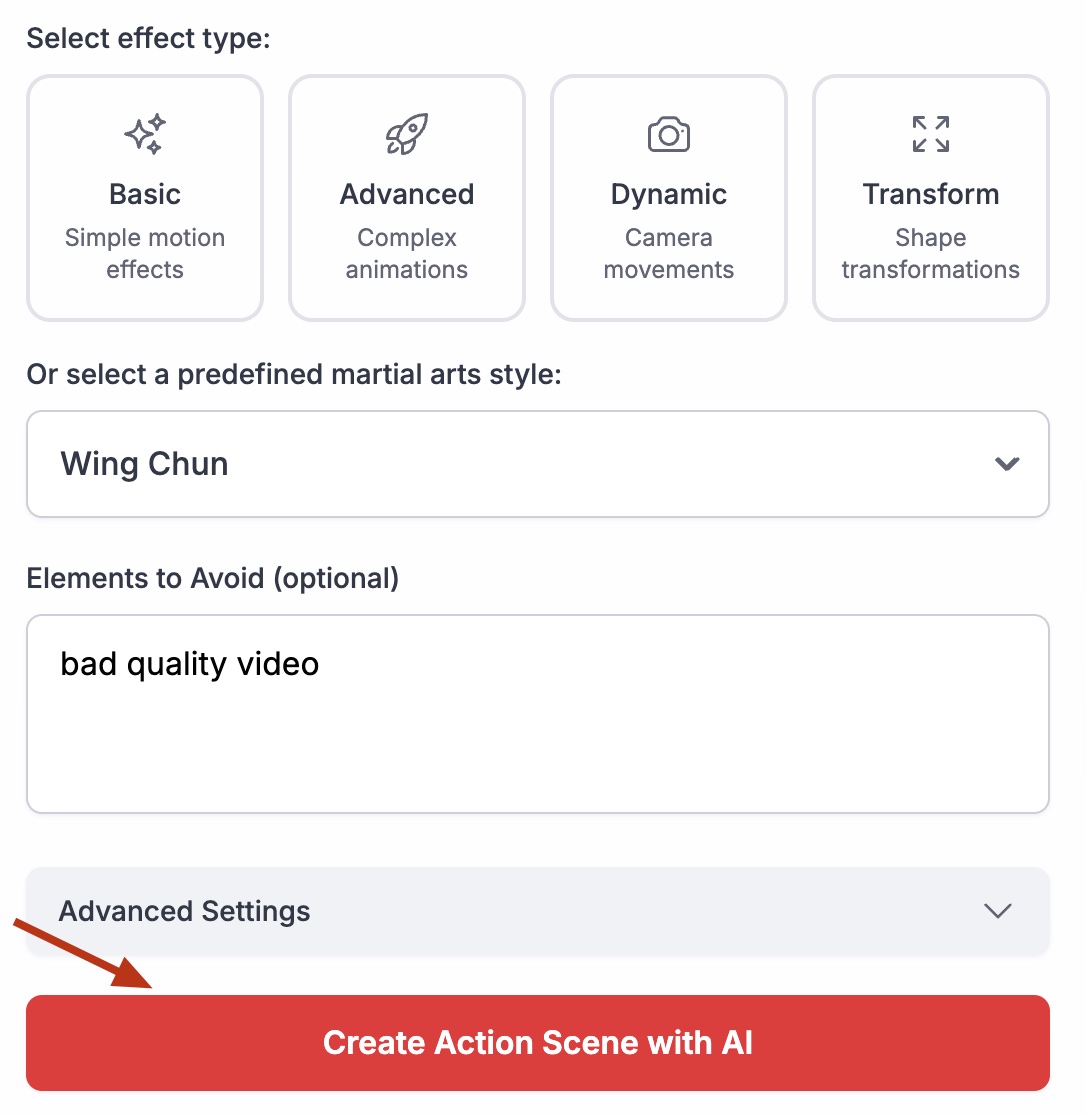 Step 3: Generate Your Action Scene