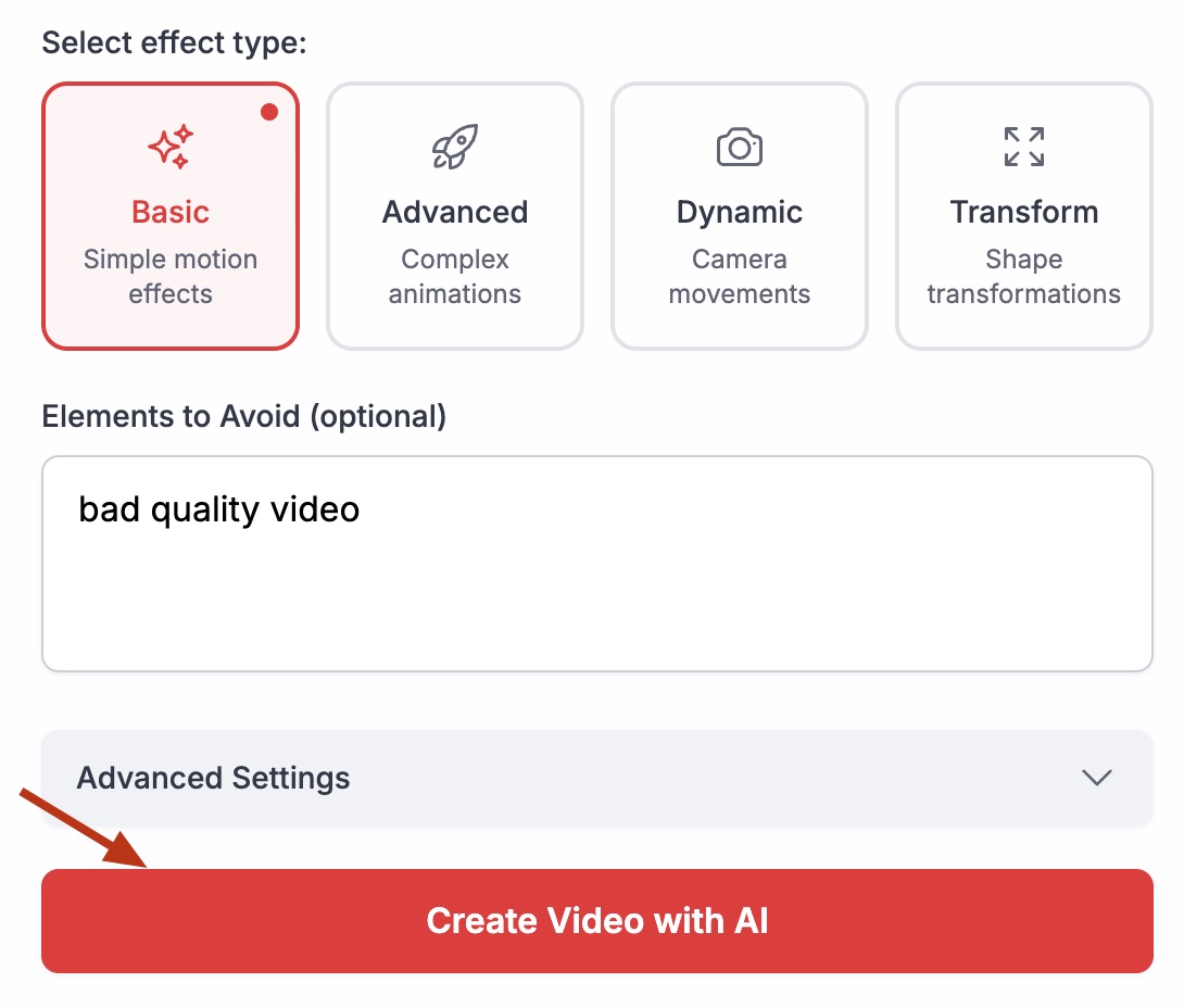 Step 3: Genera il tuo video con immagine gratuita al video AI